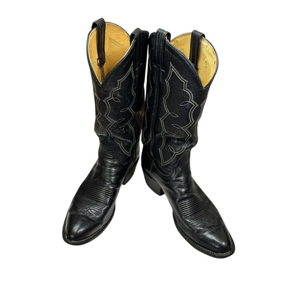 Tony Lama Vinatge Men’s Black Leather Western Cowboy Boots Size 9D Style 2964 - Picture 1 of 12